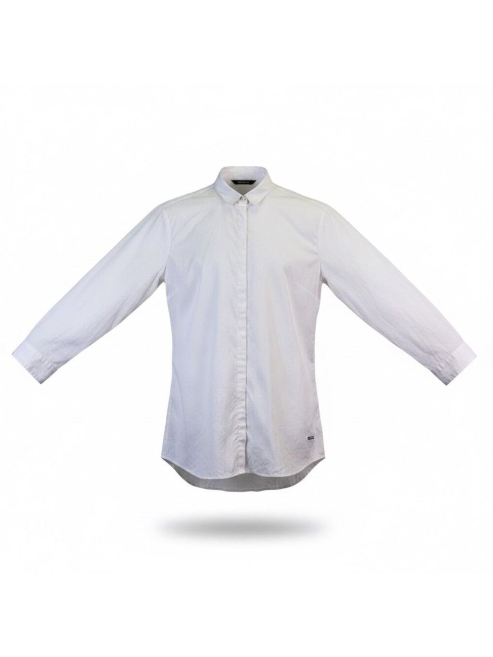 Van Heusen Womens White Button-Up Shirt  3/4 Sleeves Size S